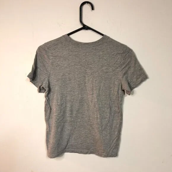 Adidas T-Shirt Kids Small Heather Gray Graphic Logo Cotton Blend Short Sleeve - Picture 2 of 7